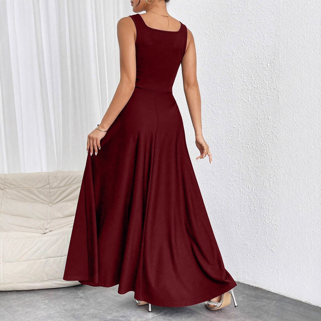 Sleeveless Solid-color Dress