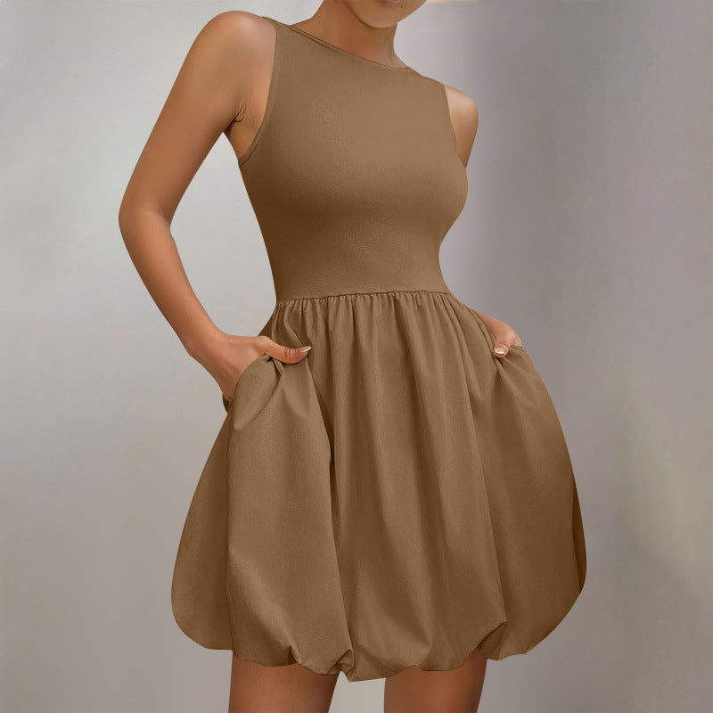 Puffy Skirt Sleeveless Dress