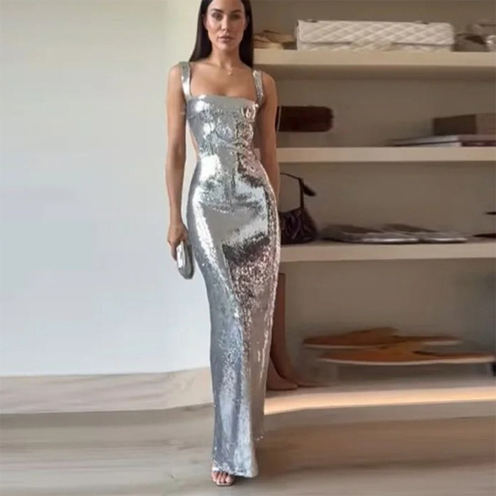 Silver Halter Dress