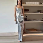 Silver Halter Dress