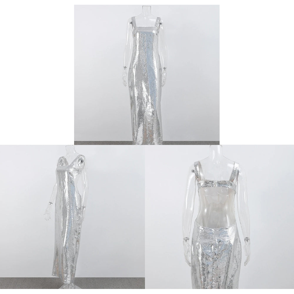 Silver Halter Dress