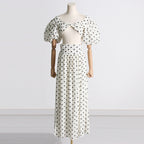 Square-neck Puff Printed Dress