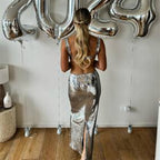 Silver Halter Dress