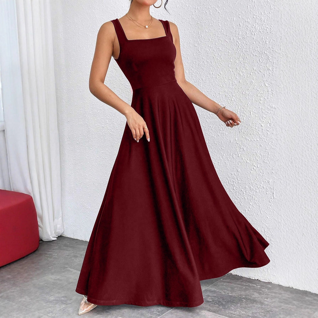 Sleeveless Solid-color Dress