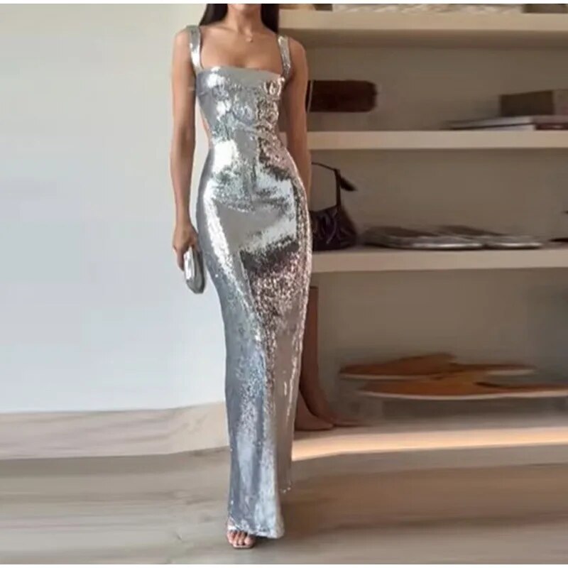 Silver Halter Dress