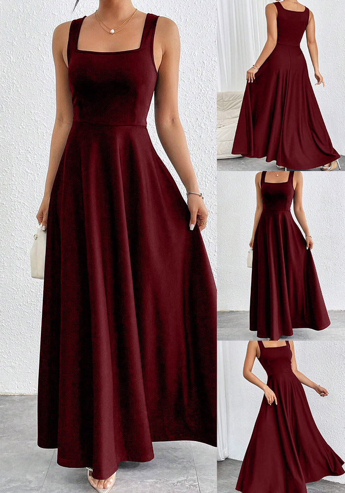Sleeveless Solid-color Dress
