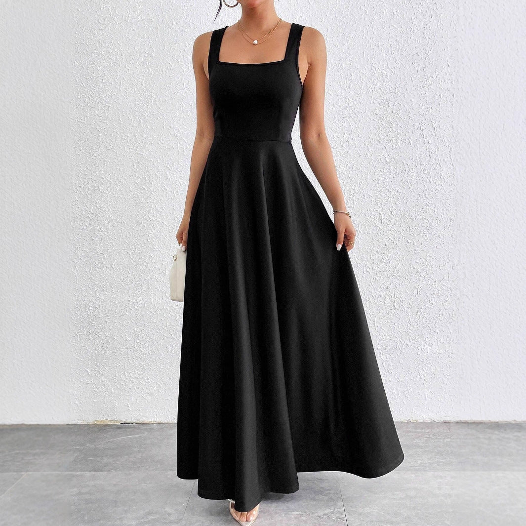 Sleeveless Solid-color Dress