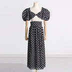 Square-neck Puff Printed Dress